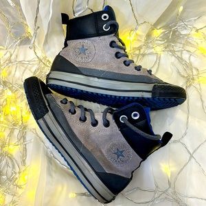 Leather grey converse, high tops boys